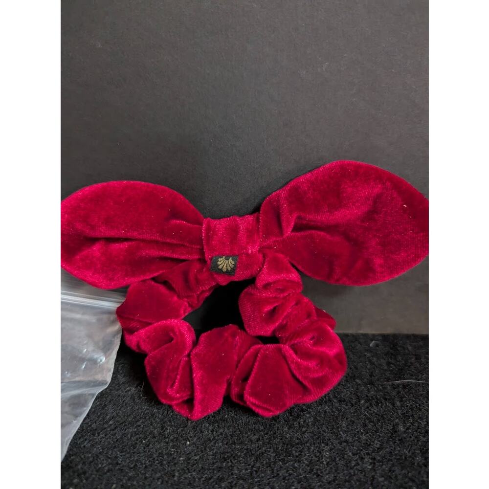 LELE SADOUGHI set of 3 small elastic 4" red Velvet Bow new scrunchie crimson - Picture 3 of 4